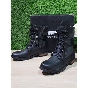 Sorel Emelie Conquest Waterproof Combat Boot - Black / US Women's 6.5 NEW